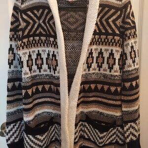 No Boundaries Black and Brown Cream Patterned Cardigan